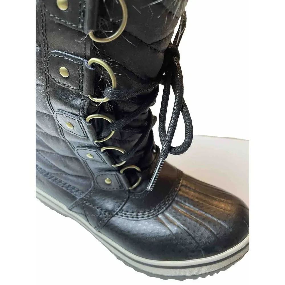 SOREL Tofino II Faux Fur Lined Waterproof Women's Boots Black Lace Up Sz 5.5 NEW